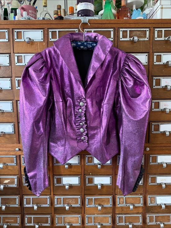 Handmade Jackets & Blazers - Purple Shiny Metallic Blazer Costume Cosplay Victorian